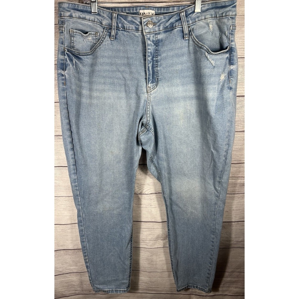 Ava & Viv Women's High Rise Skinny‎ Jeans Distressed Plus Size 20